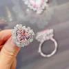 Elegant Adjustable Heart-Shaped Pink Zircon Gem Ring for Women - Cool, Niche Design for Index Finger