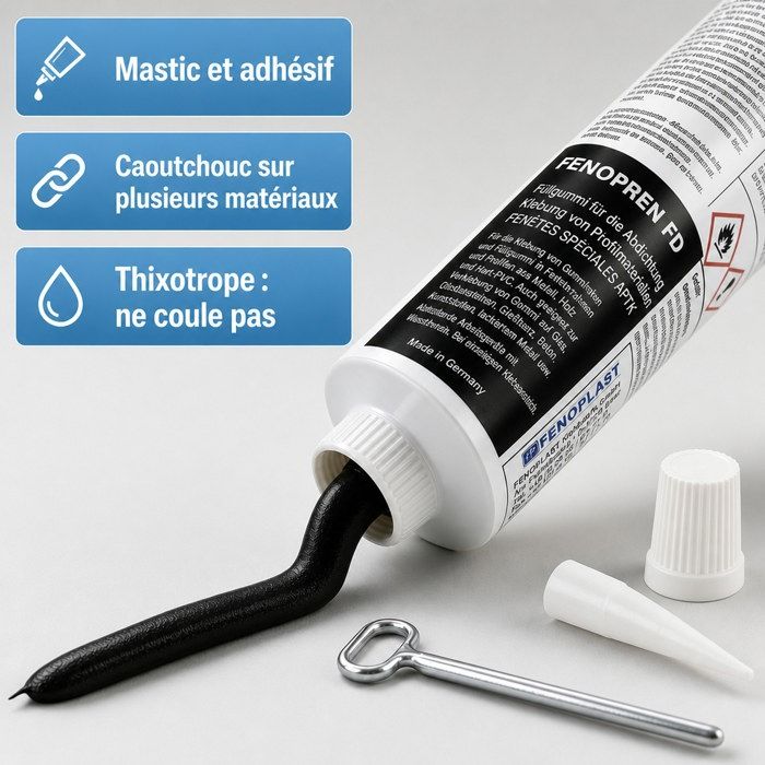 Mastic colle noir, colle d'étanchéité noire, 180 g, mastic de remplissage noir