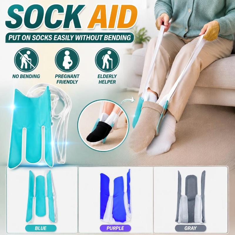 Sock Puller Helper Tool No Bending Easy On Sock Aid Device Soft Padding for Knee Surgery Recovery Patients Elderly