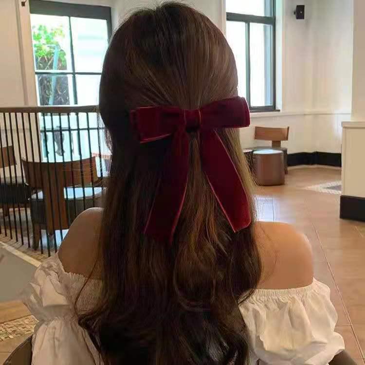 Korean Velvet Bowknot Hair Clip - Simple & Stylish Duckbill Design