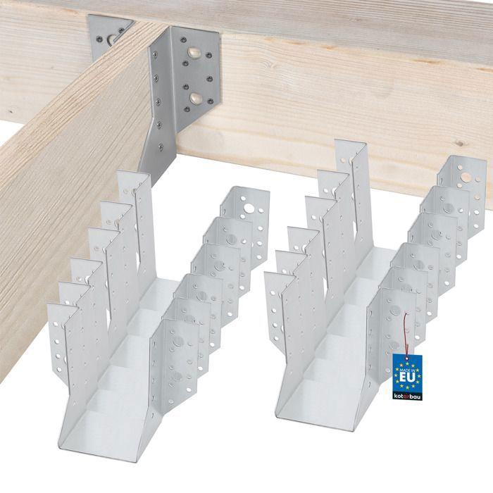Support de poteau - KOTARBAU - type A - 80 mm - Acier galvanisé - 10 pièces