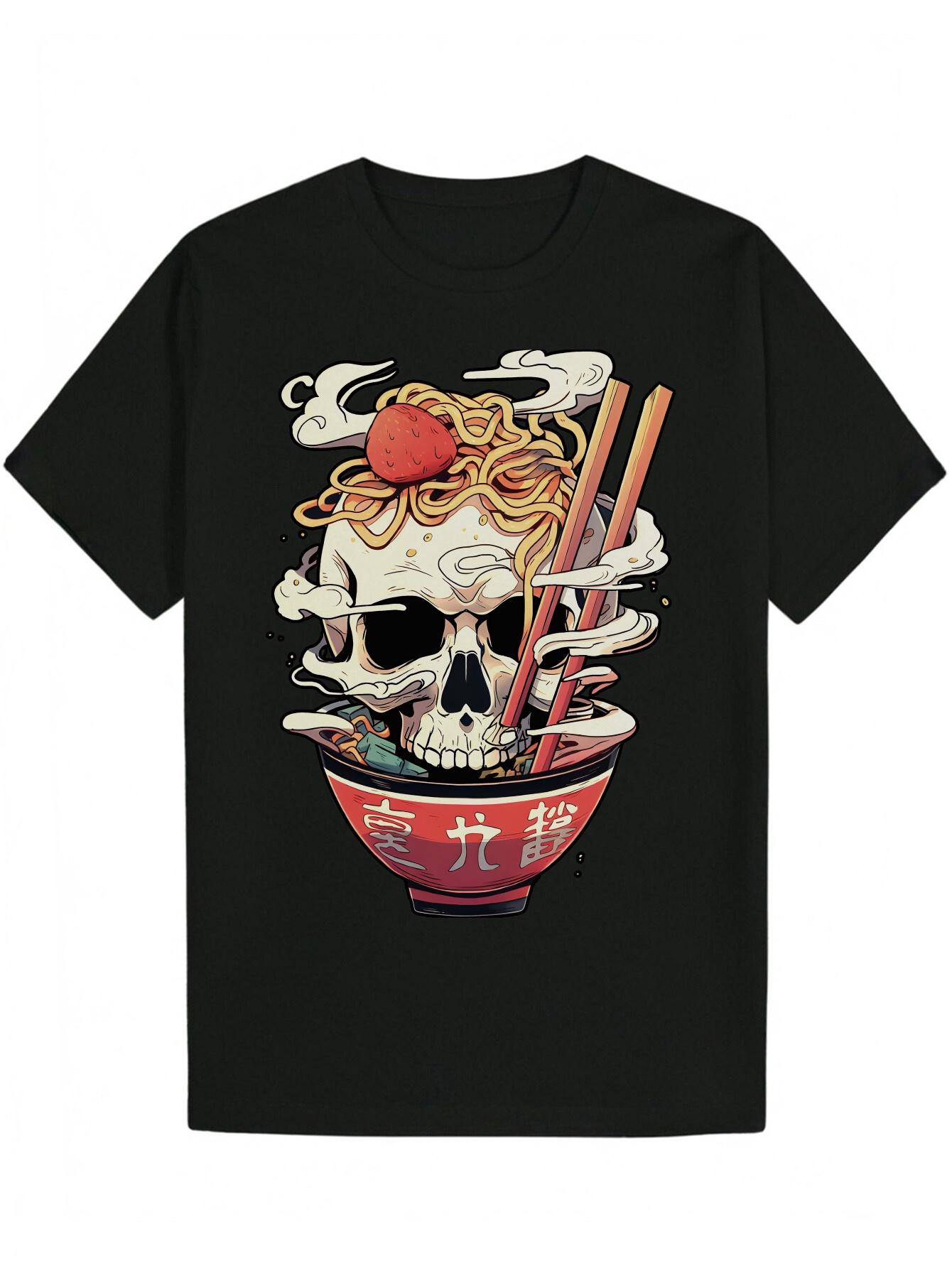 Graphic T-shirt - Skull & Noodles Art Print XXXL