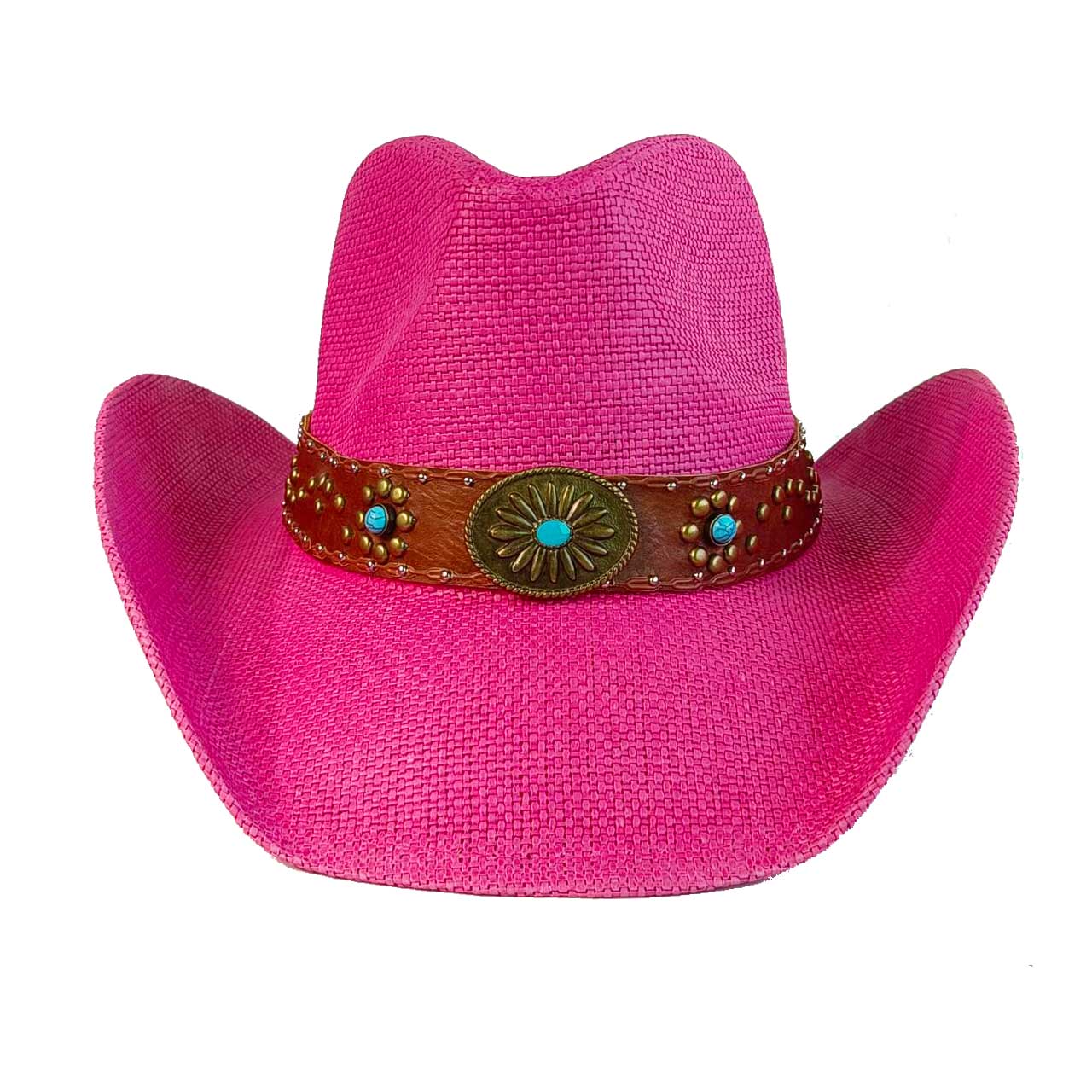 

Turquoise accessories Cowboy straw hat Western-style wide-brimmed unisex retro straw cowboy hat sombrero vaquero M55-58cm
