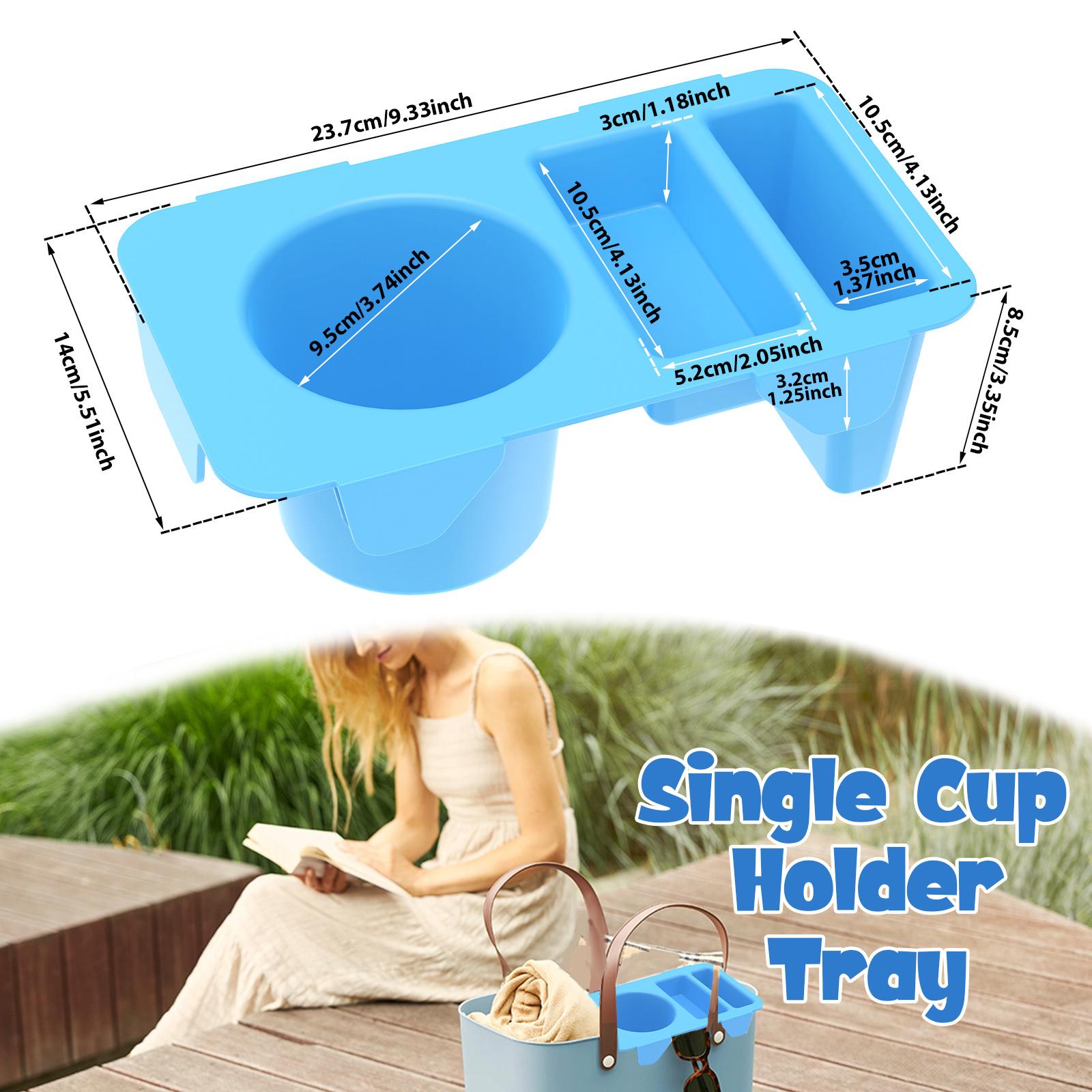 

Topper Tray Accessory PP Cup and Phone Holder Tray Medium Tote Bag Universal Topper Cup Holder Tray for Beach Pool Picnic Travel