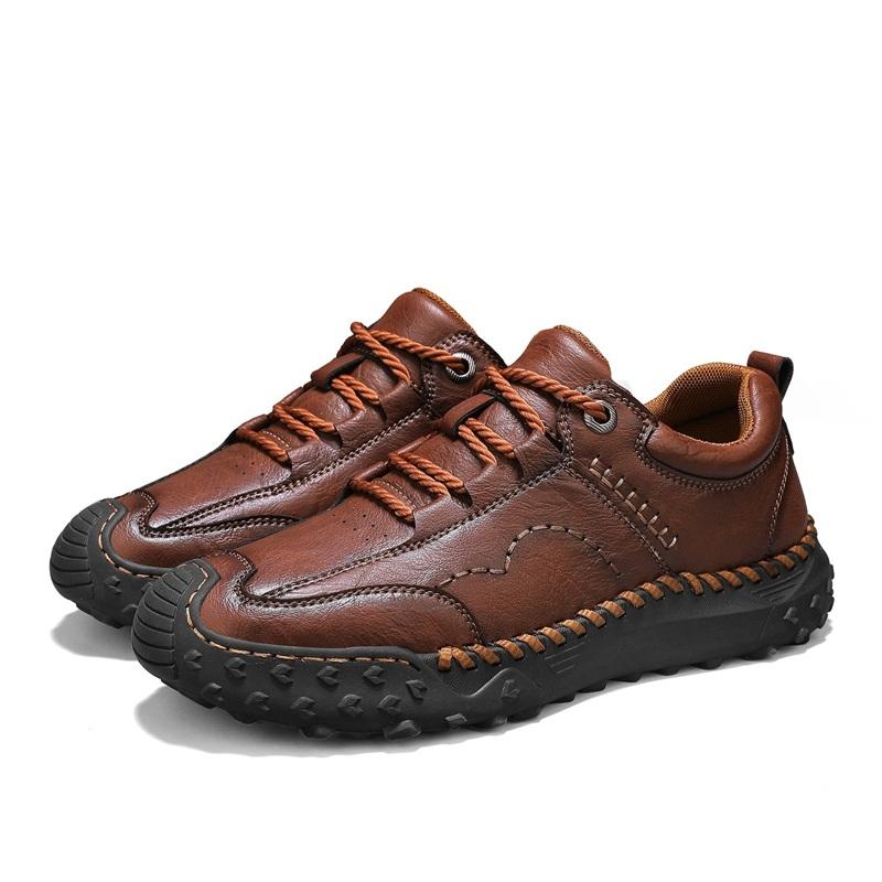 Men's Leather Casual Shoes Handmade Soft Working Shoes Leather Ankle Boots Large Size Driving Moccasins Shoes