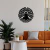 1 peça Árvore da Vida Buda Metal Arte de Parede, Árvore Preta da Vida Decoração de Parede, Estátua de Buda Mandala Meditação Yoga Zen Decoração de Quarto