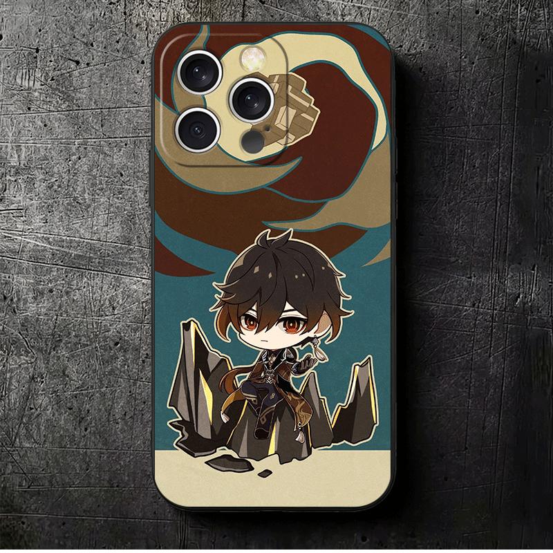 

Genshin Impact Zhongli Soft Phone Case for iPhone 16 16E 17 Air 15 Pro Max 14 Plus 13 Mini 11 12 7 Black Cover Back Shell iPhone 17 Pro