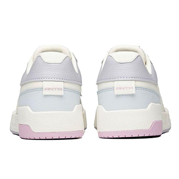 Anta Lifestyle Series Waffle Durable Breathable Low-Top Skate Shoes Women sneaker White Gray Purple 922118081-1