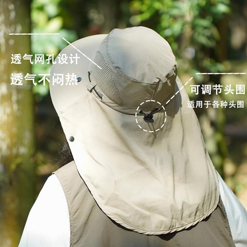 Sunscreen hat women's summer big eaves anti-purple line fishing shading neck mask integrated mountaineering bucket hat