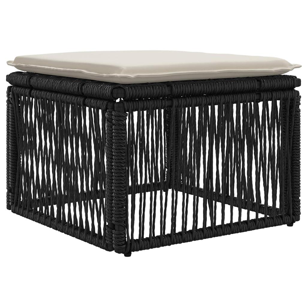 Garden Sofa Set 8 Pcs. Black and Cream White Poly Rattan
