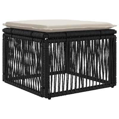 Footstool Black Poly Rattan