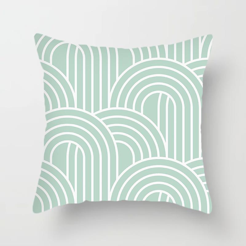 Green Cushion Cover Geometric Decor Living Room Office Sofa Pillowcase Home Decor Peach Skin Pillowcase