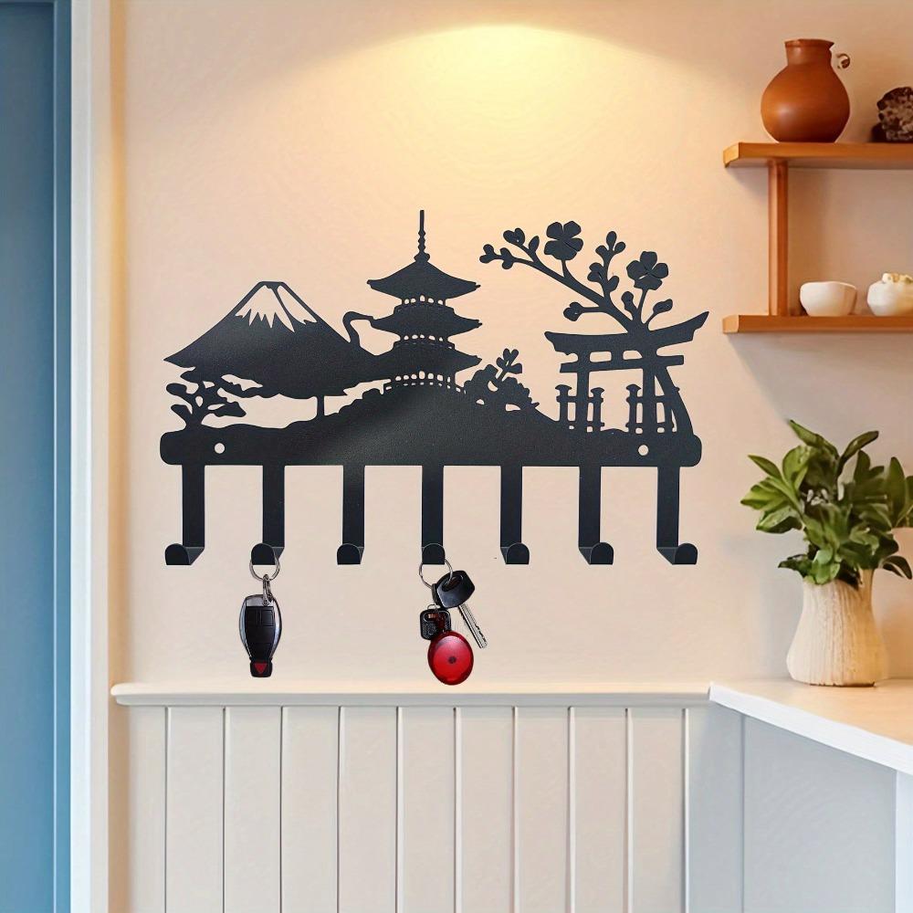 Wall Mounted Black Metal Key Holder Hat Rack For Hallway Kitchen Bathroom Bedroom