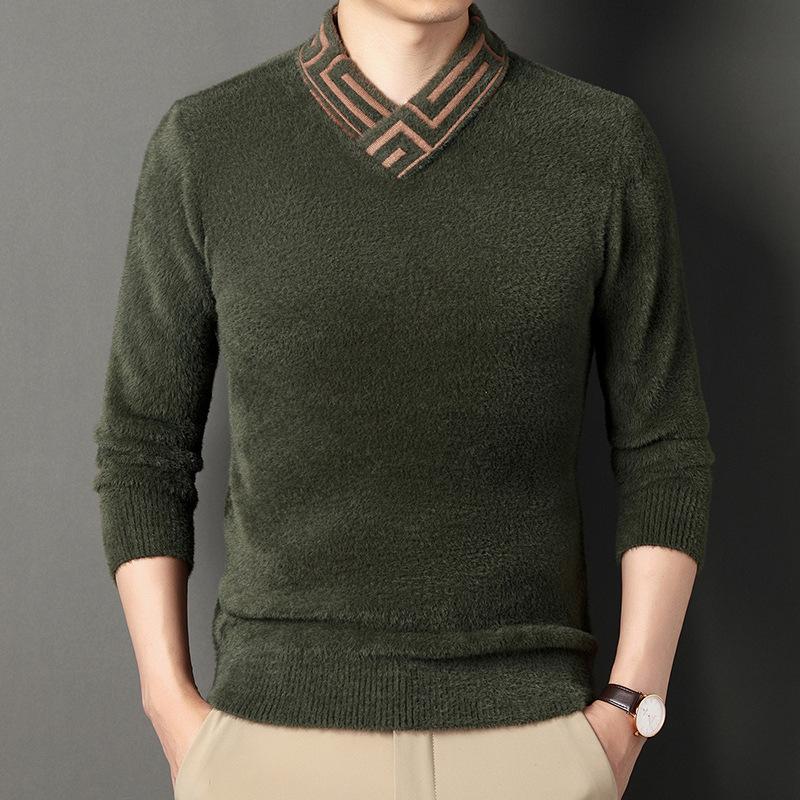 Осень и зима Новый мужской норковый кашемировый свитер Молодежный повседневный пуловер — фото 4