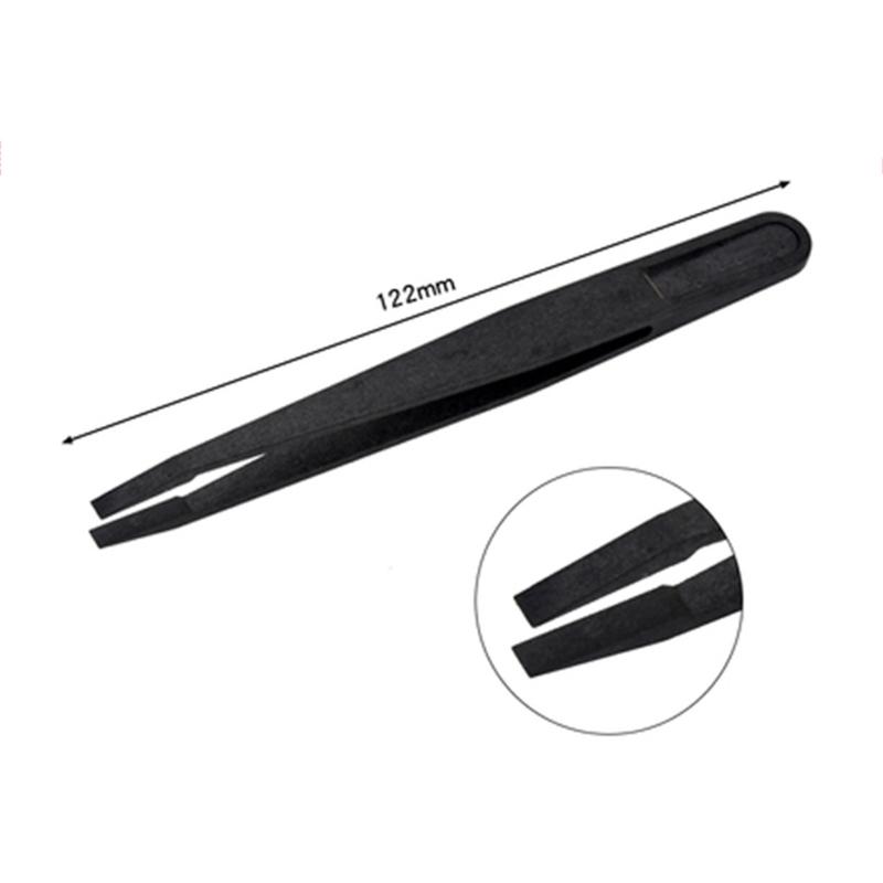 8 Styles Black Carbon Fiber Plastic Tweezers Kit for Nail Art DIY Picking Needle Nose Pointed Curved Flat Tip Tweezers