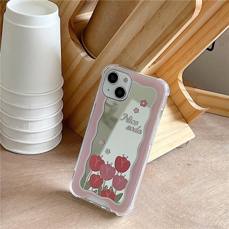 Zhitai Mirror Case for Apple iPhone 15 Pro Max/16 and Huawei Mate 60 Pro - Floral Design