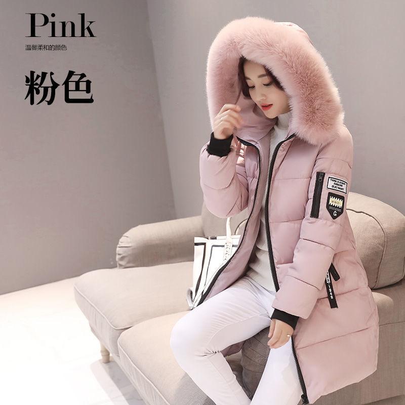 Hooded Women's Medium and Long Cotton Jacket, New Cotton-padded Clothes, Women's Slim and Thin Big Fur Collar Jacket, Down Cotton Clothes.