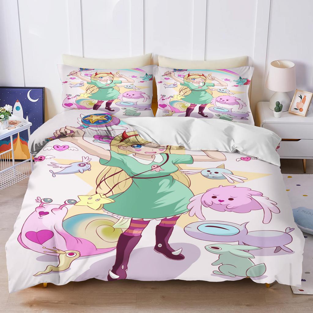 The Powerpuff Girls  Bedding Set Duvet Cover 3D Children'S Cute Printed Cartoon 100% Polyester 3-Piece Set 1 Quilt Cover