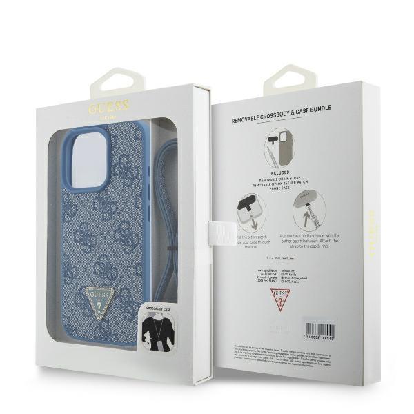 Guess Guhcp16Xp4Tdscpb Iphone 16 Pro Max6.9 Niebieski/Blue Hardcase Leather Metal Logo Strass Crossbody