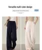 Women's Dark Blue Tencel Linen Anti-Wrinkle High Waist Wide Leg Pants - Summer Cool Thin Straight Leg Design