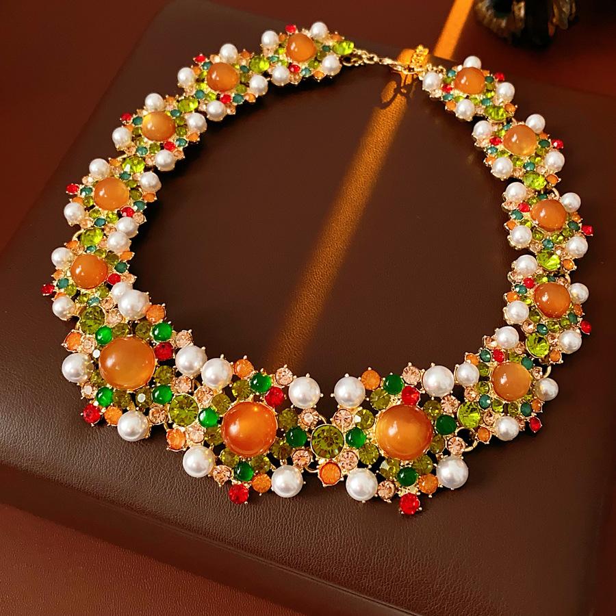 

Средневековый винтажный комплект: серьги-пусеты с жемчугом и бриллиантами, ожерелье, нишевый набор класса люкс, ювелирные изделия в стиле ретро-корт