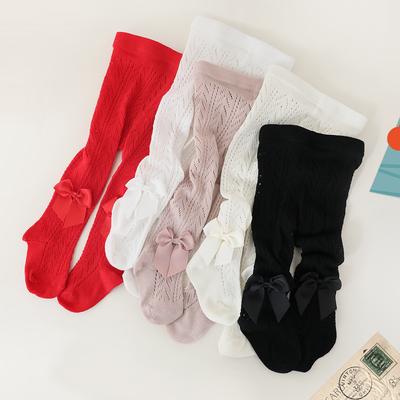 Summer Newborn Baby Tights For Girls Lace Mesh Thin Toddler Tight Fashion Bow Cotton Girl Princess Pantyhose 0-3Years