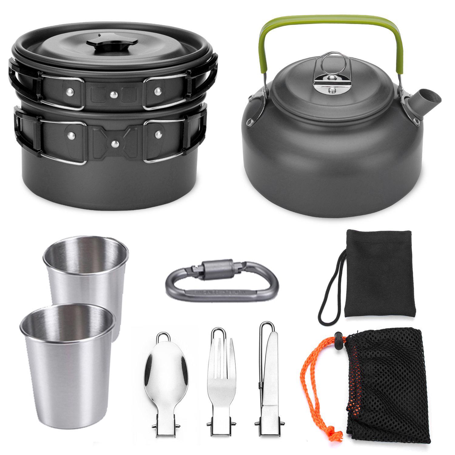 

Portable Folding Camping Cookware Set: Outdoor Kettle & Small Teapot