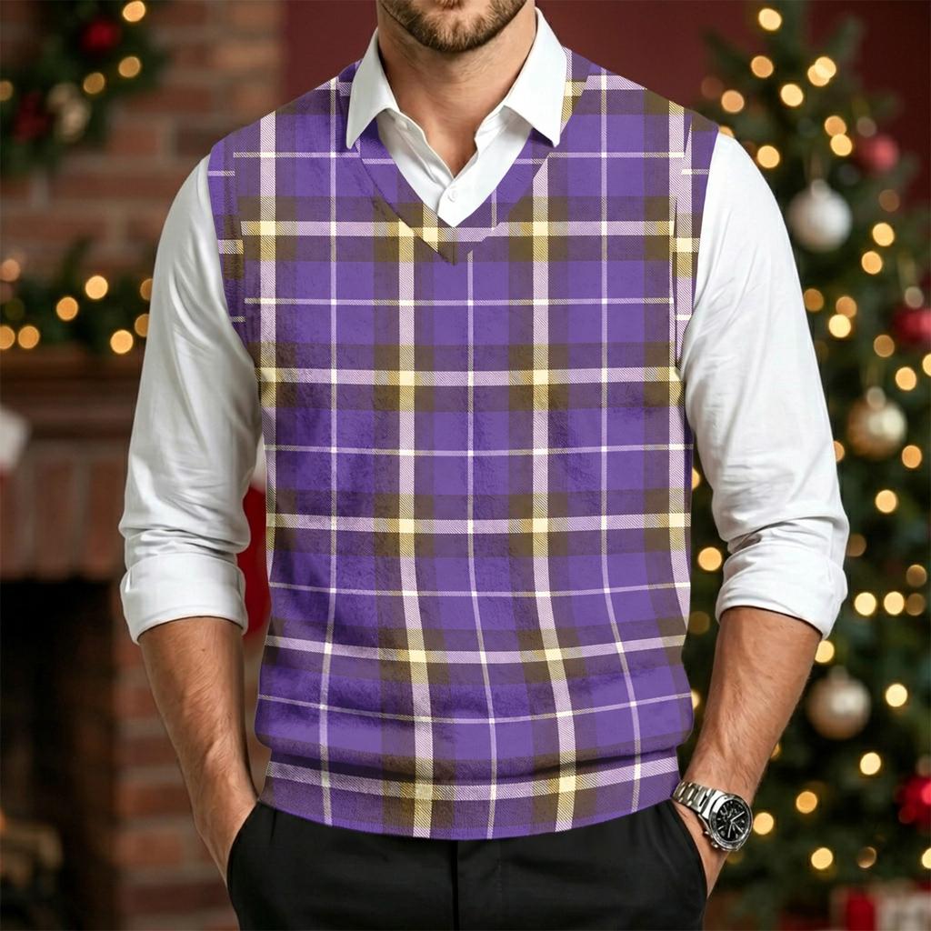 Men's Casual V-Neck Knit Vest, Wool Sleeveless Top for Commute and Daily Wear