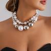 Exaggerated Personality Silver Ball Pearl Necklace Ins Splicing Spicy Cool Less Wind Yk Neck Chain