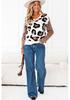 Women's V-neck Leopard Print Knit Sweater - European American Fashion Trend