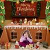 Noel Zencefilli Kurabiye Ev Büyük Masa Örtüsü Çocuk Masası Çadırı İç ve Dış Mekan Masa Örtüsü Noel İçin Ev