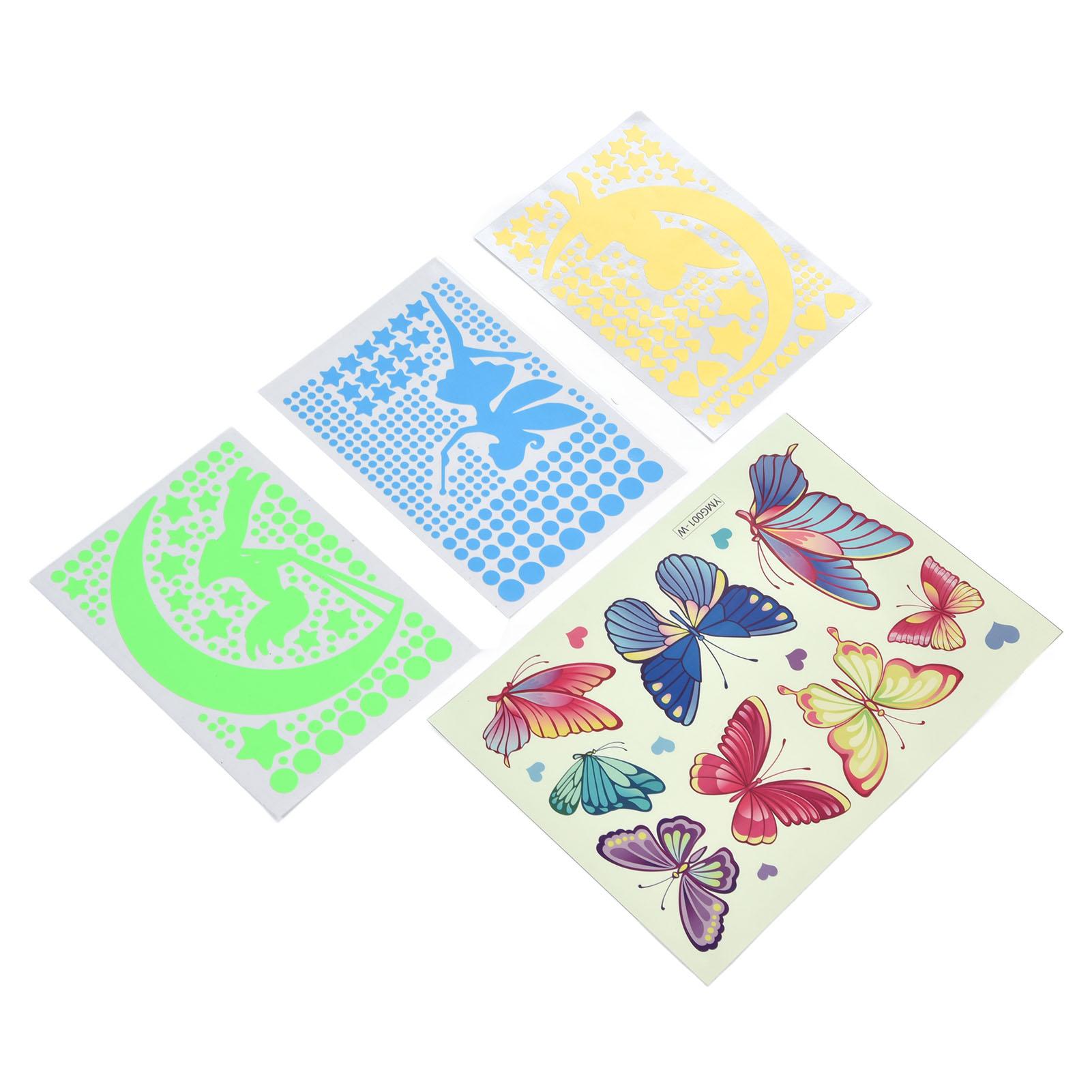 

4Pcs Wall Stickers PVC Material Self Adhesive Luminous Design Cute Exquisite Wall Paper Decor