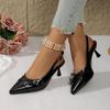 Fashion Women Sandals New High-heeled Shoes Women Pointed Toe Shallow Mouth Sandals Summer Elegant Buckle Decorated Stiletto Women Shoes