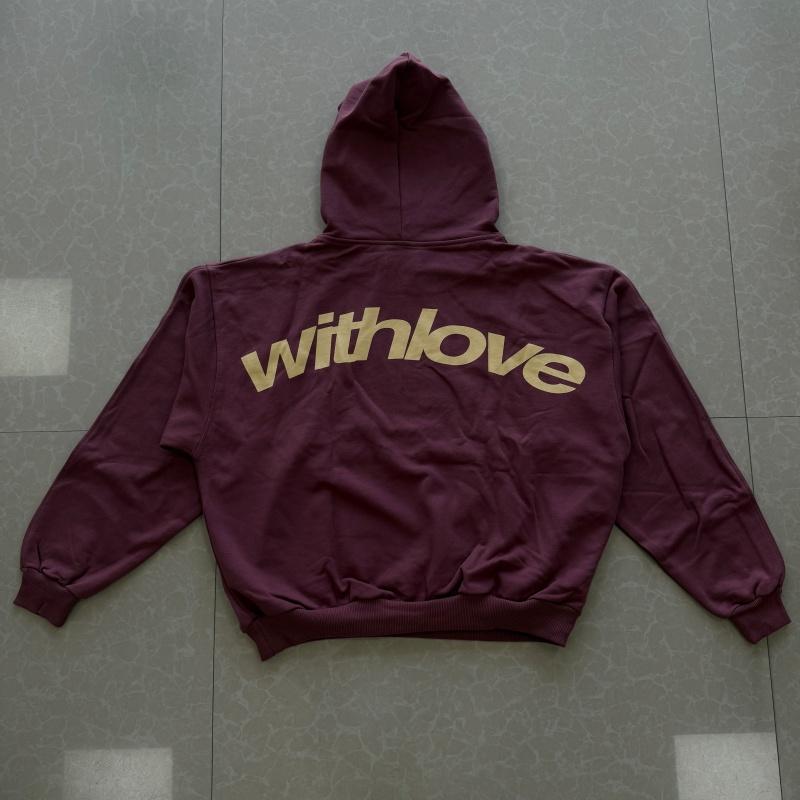 ‘withlove’ Print Kapuzenpullover Hip Hop Street Style Herren / Damen Lässiger Lockerer Pullover Hochwertige Baumwolle Pullover Oberteile M black