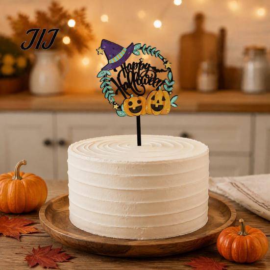 DIY Halloween Party Cake Supplies Topper, Acrylic Castle Bat Skull Cupcake Decoration for Party, Decorative Toppers Parties Spooky Birthday