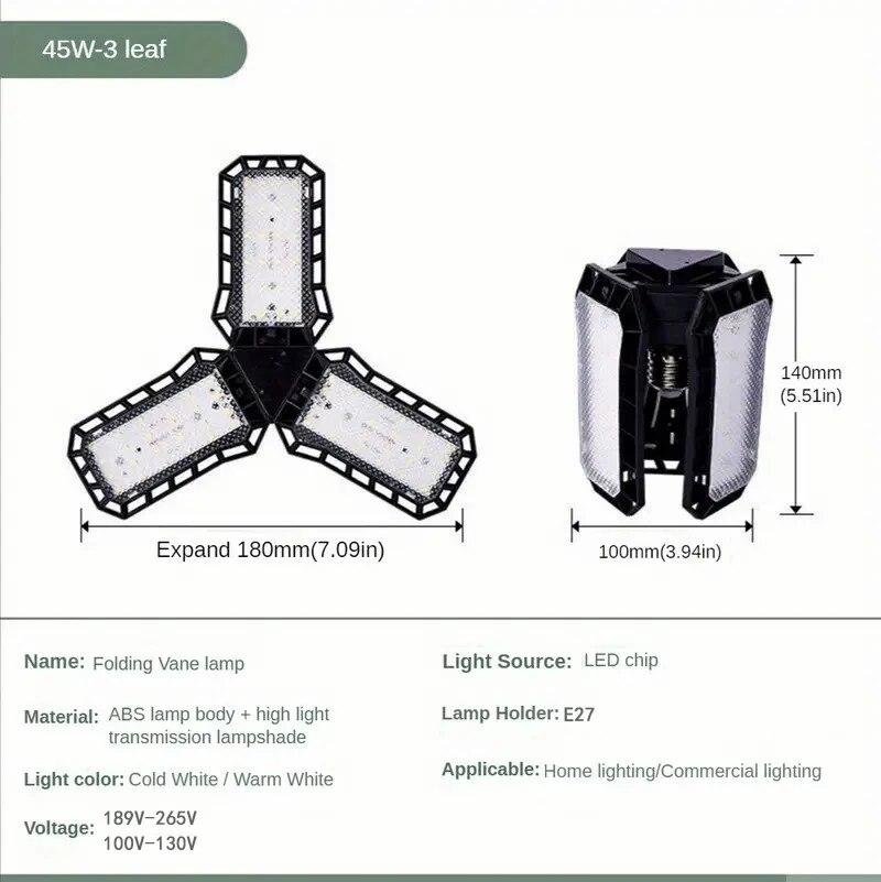 

LED Garage Light Bulbs, 40W 60W 80W10000LM Super Bright Garage Lighting LED Shop Light With Adjustable Panels, E27 Screw Socket AC120V(100V-130V)&Warm White 3200k