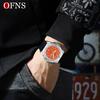 OFNS New Fashion Color Dial Men's Quartz Watch Outdoors Casual Waterproof Clock Silicone Sports Business Dress Men Watch