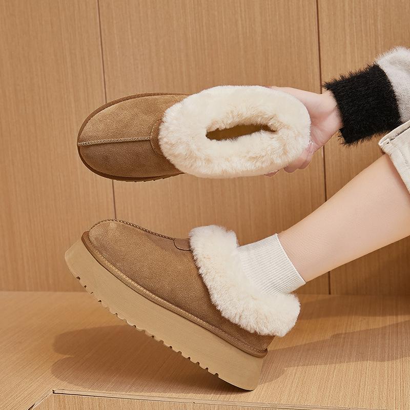 Augustus Snow Boots Women's 2025 Autumn and Winter New Thick-soled Mao Mao Shoes One Pedal Fleece Thickened Fashion Short Boots