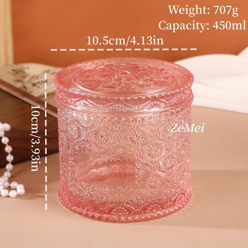 European-Style Crystal Glass Candy Jar,Jewelry Organizer With Lid  Aromatherapy Candlestick Container Container Home Decoration