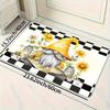 Gnome Sunflower Kitchen Rug,  Washable Non-Slip Mat for Laundry Bathroom Bedroom Living Room Entryway Decor