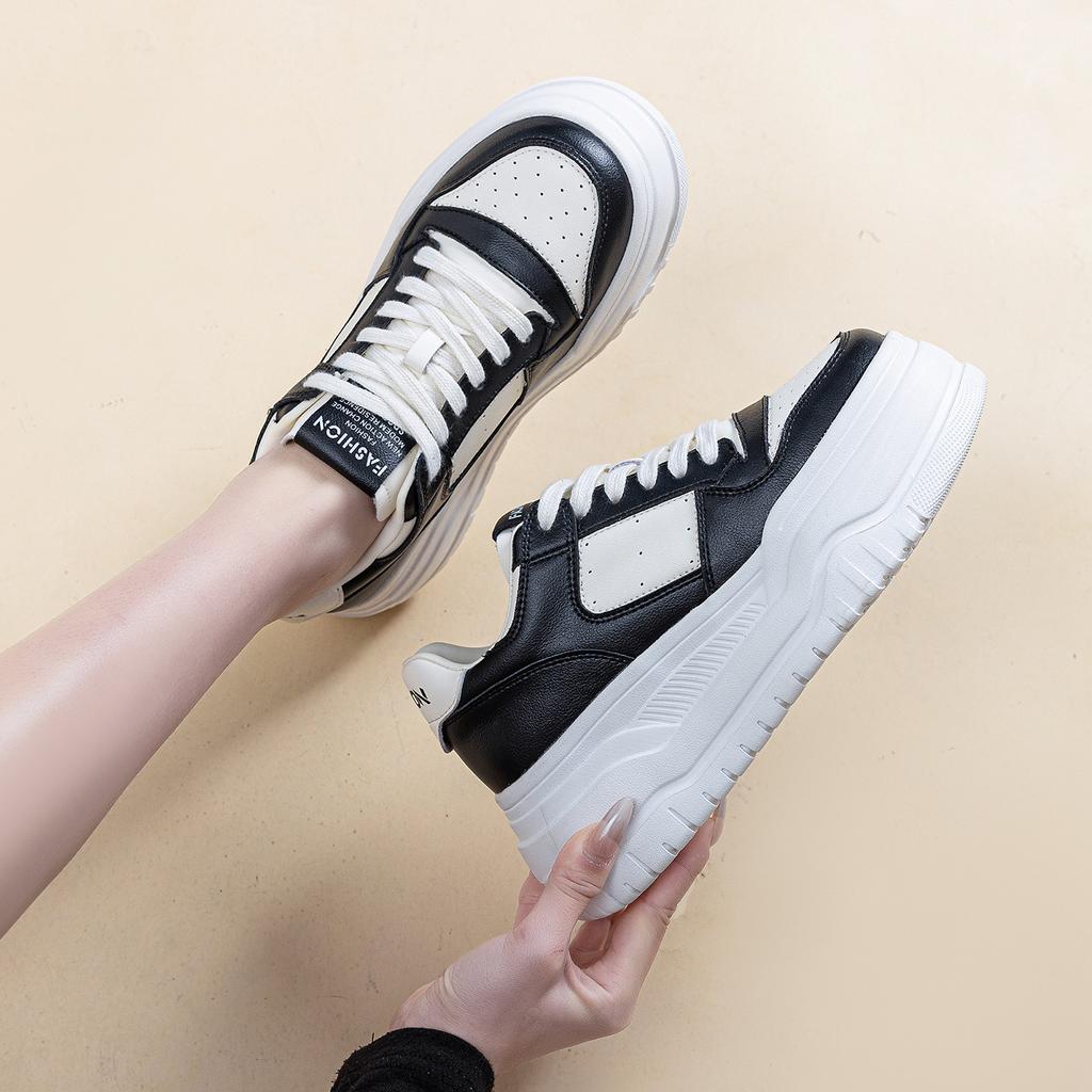 Leder Feder Neu Atmungsaktiv Dicksohlig Leicht Sportliche Schuhe Einzelne Schuhe Freizeit Board Schuhe