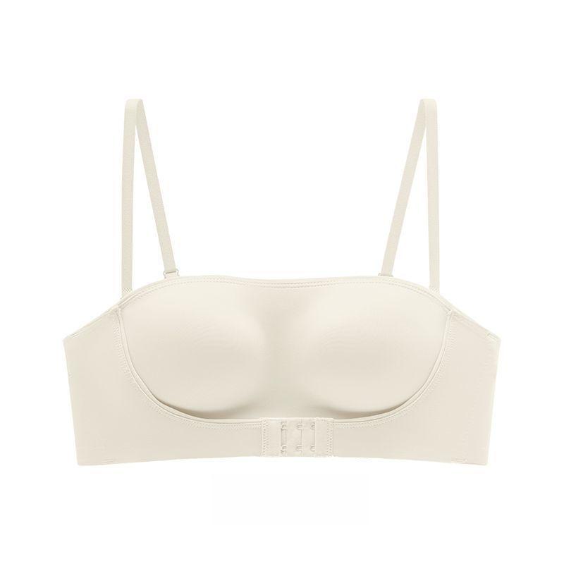 Sexy Leopard Print Strapless Women's Gathering Non Slip Bra with Seamless Lifting and No Steel Ring Bra Front Button Bra