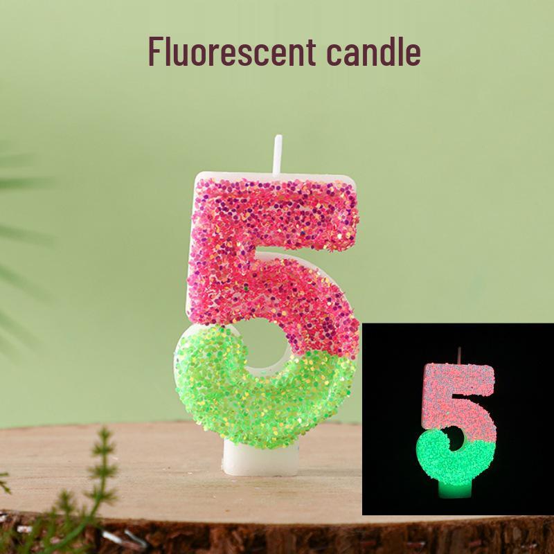 Dual-Color Fluorescent Birthday Number Candles 0-9 – High-End Party Supplies
