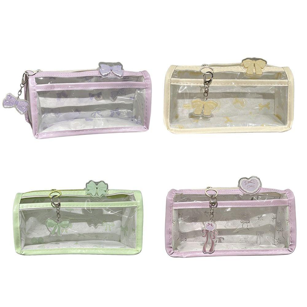 Bow Stationery Bag Transparent Storage Bag Cute Pen Box  Gift