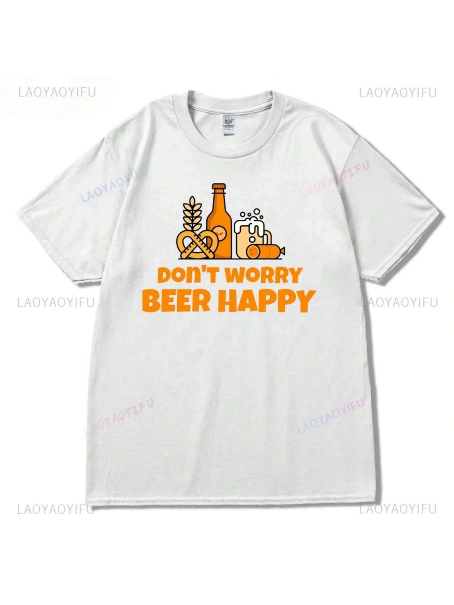 Don t Worry Beer Happy Pretzel Canadians Beer Day Essential T-Shirt Woman Man High Quality Cotton Graphic T Shirts Ropa Hombre S разноцветный