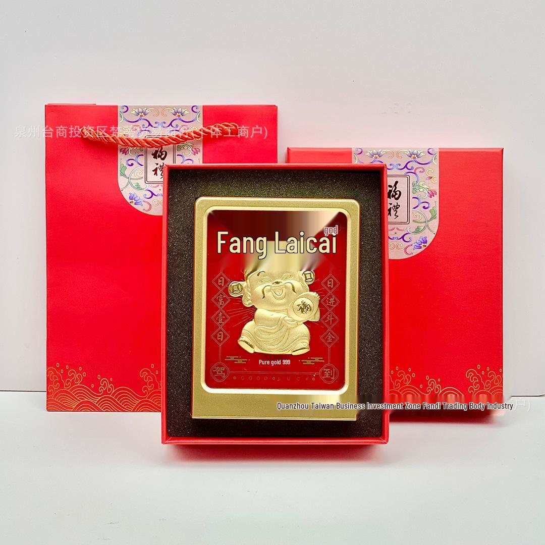 Golden Eight Directions Wealth & Blessings Pure Gold 999 Desk Ornament - Ideal Birthday Gift With Gold
