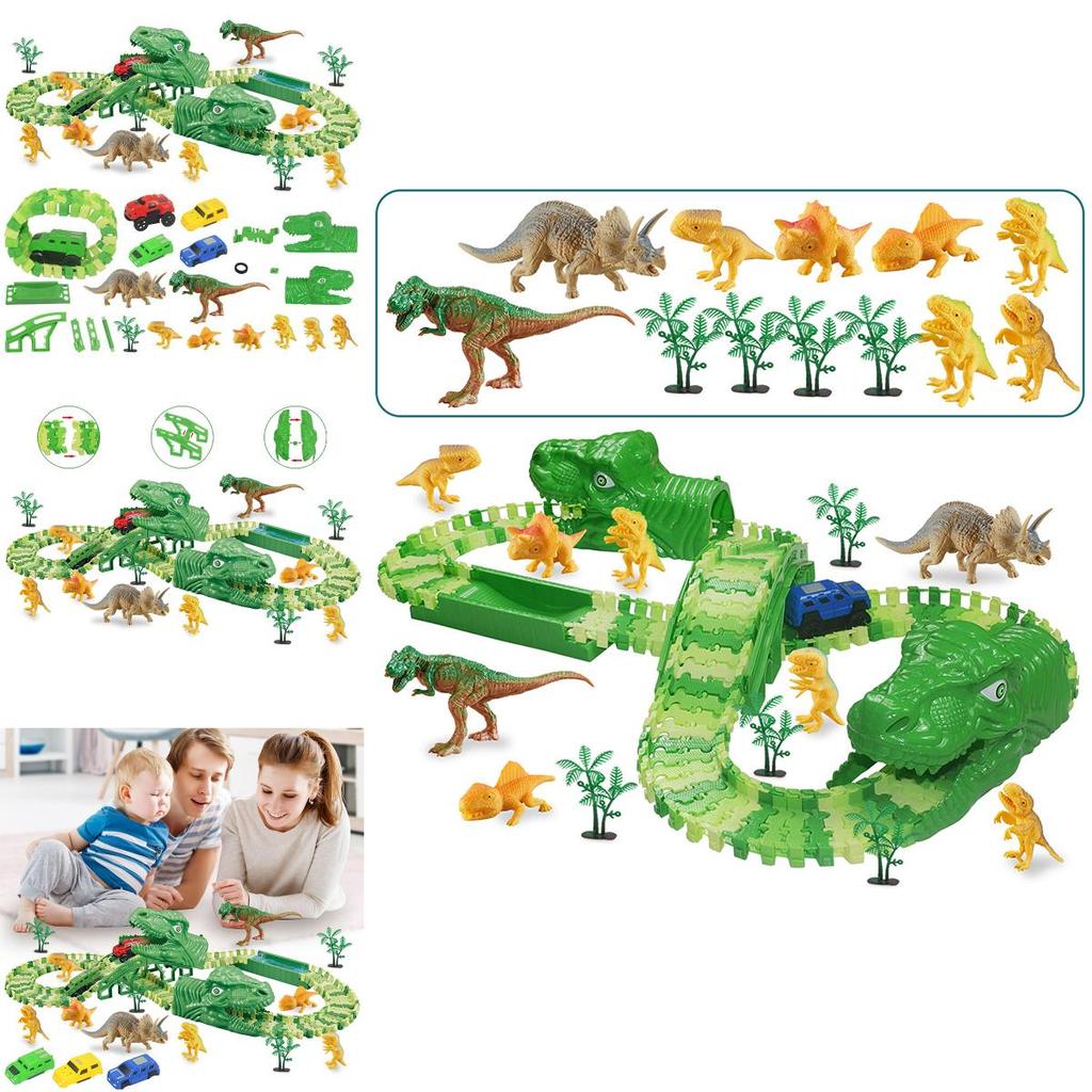 Exciting 165pcs Dinosaur Electric Rail Car Track Racing Toy Set For Endless Fun