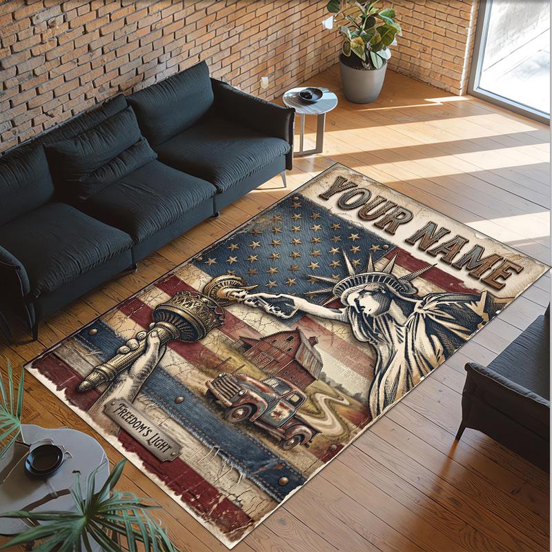 Truck Theme Crystal Velvet Rug Personalized Custom Name Text Soft Floor Mat Home Decor