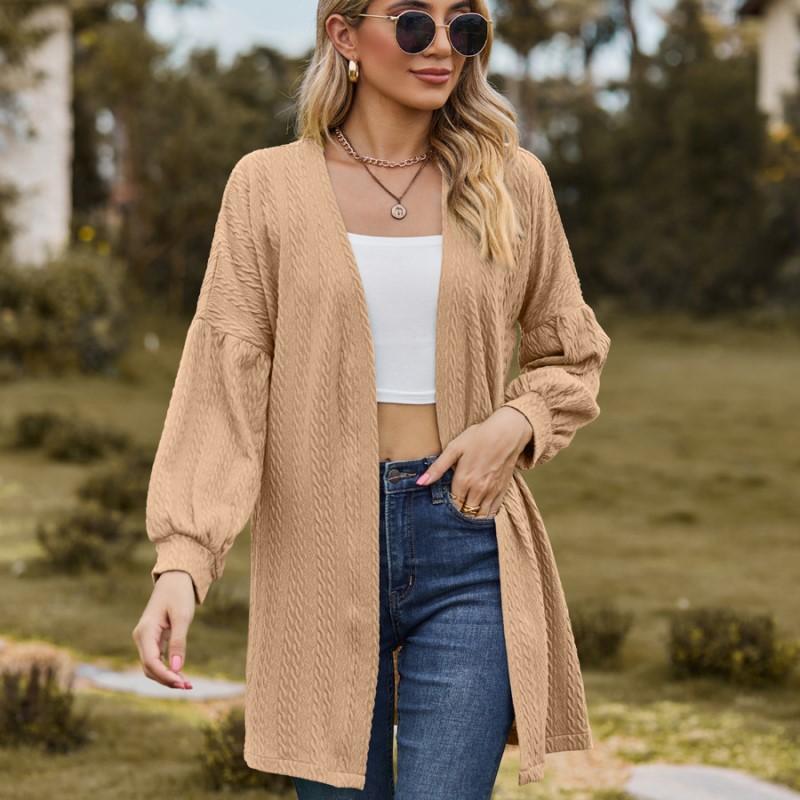 

Новый однотонный свободный кардиган, топ без воротника, с рукавами-трубой, вязаное пальто, удобная повседневная женская одежда 2XL хаки