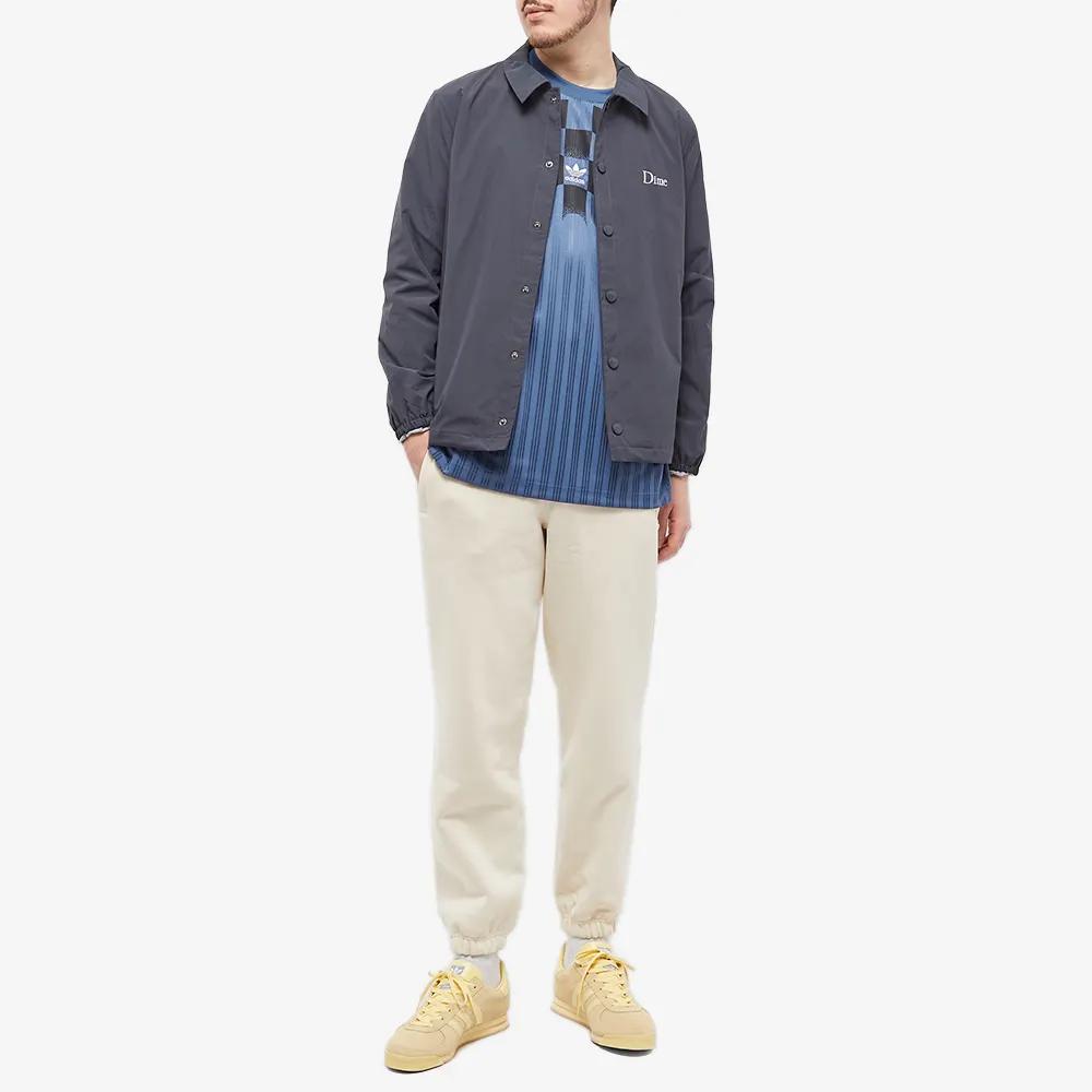 Adidas Originals Rekive Allover Striped Print Crew Neck Long Sleeve T-Shirt Men Tops Blue HK7331